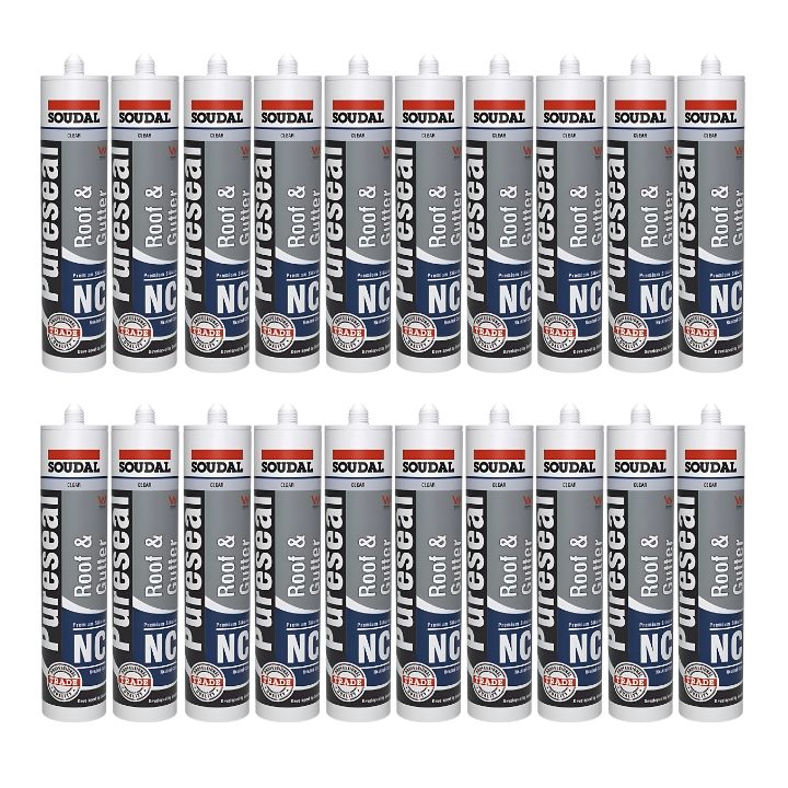 (40 Pack) Soudal Pureseal Roof and Gutter Silicone Clear 300ml 132663