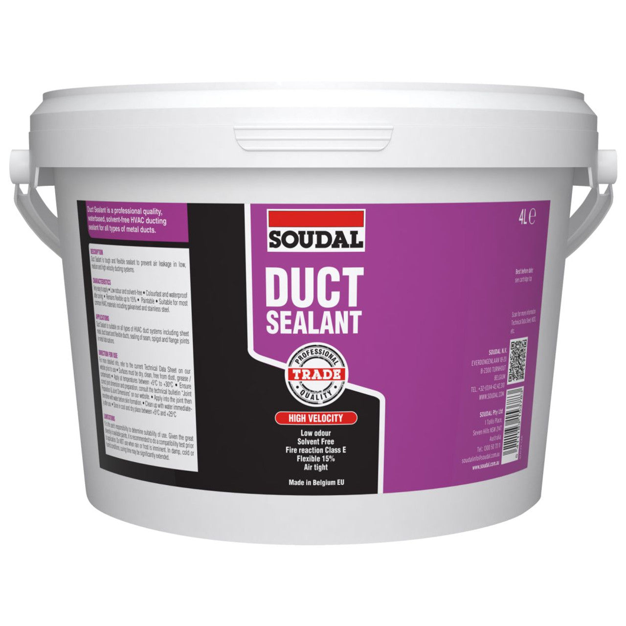 Soudal Soudaduct HVAC Acrylic Duct Sealant Grey 4 Litres 135254