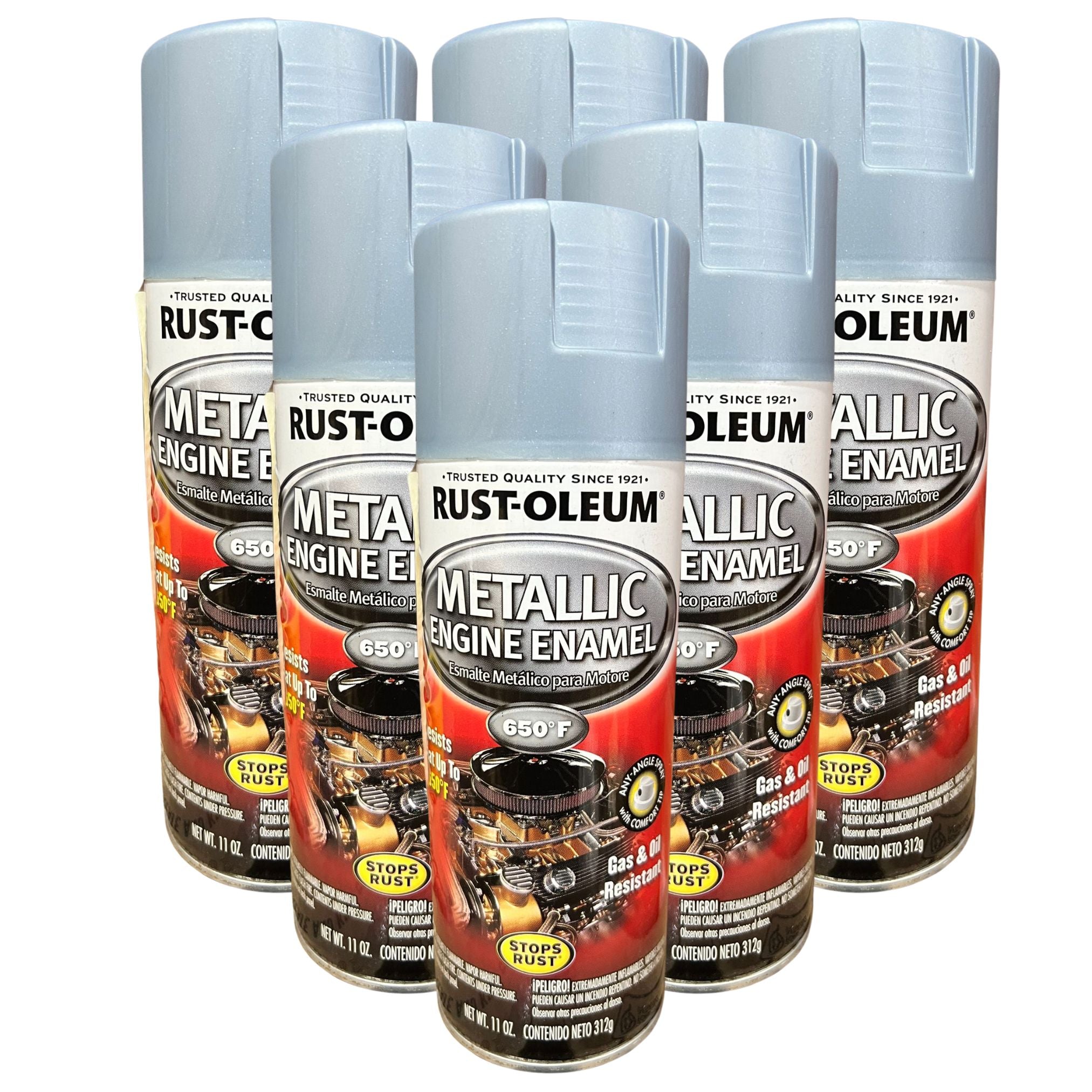 (6 cans) Rust-Oleum High Temp Engine Enamel 650°F - Metallic Titanium Silver - South East Clearance Centre