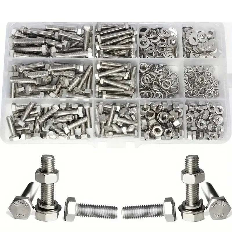 480 Piece Stainless Steel Fastener Kit, M4 & M5 Hex Head Screws, Bolts Assortment Kit