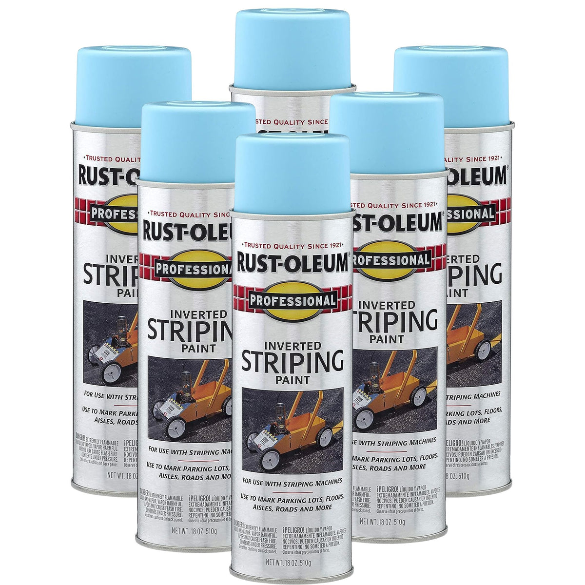 Rust-Oleum 2526838 Professional Stripe Inverted Striping Spray Paint, Blue, 18-Ounce - 6 Cans - South East Clearance Centre