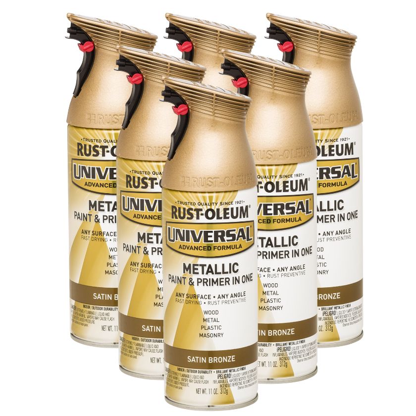 (6 cans)Rust Oleum Universal Metallic Spray Paint Satin Bronze