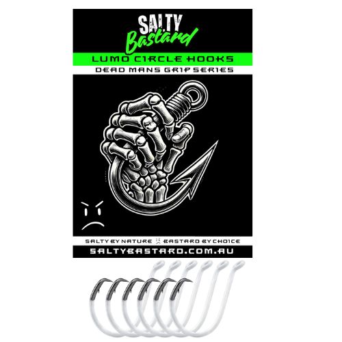 Salty Bastard White Luminous Circle Hook Dead Mans Grip Series