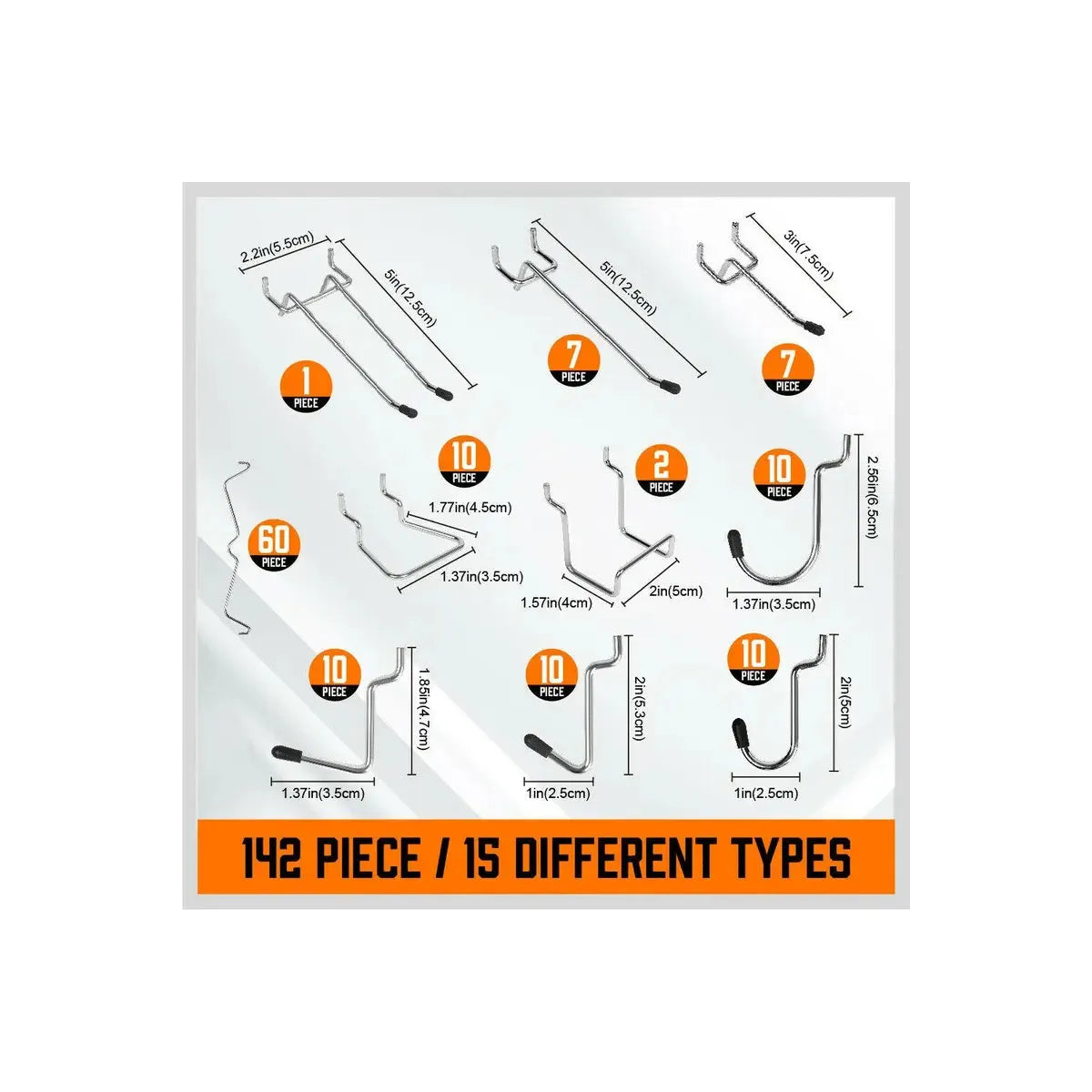 142 Piece Pegboard Hooks Assortment Kit - South East Clearance Centre