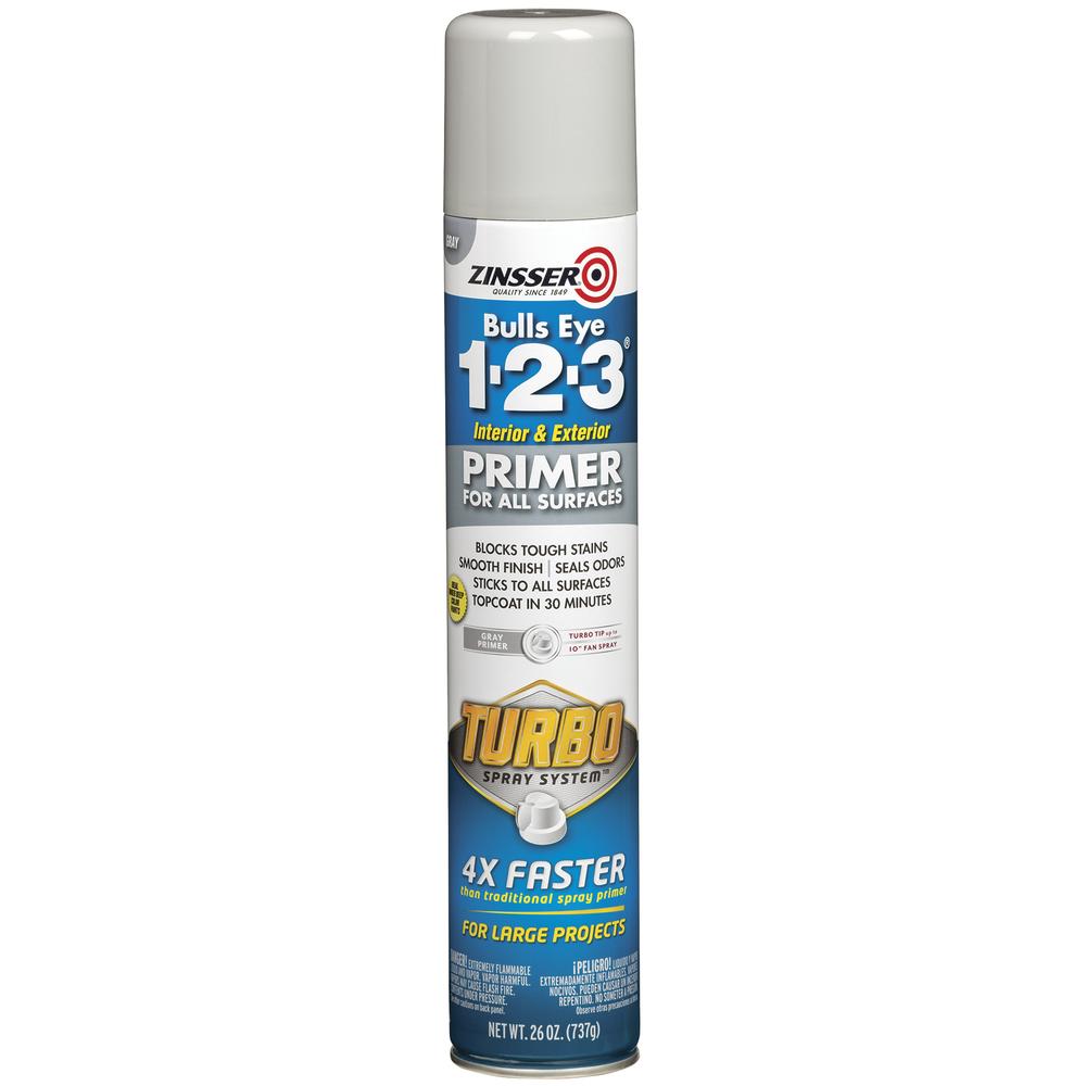 Zinsser Bulls Eye 1-2-3 Primer With Turbo Spray System, Grey | 738grams - South East Clearance Centre