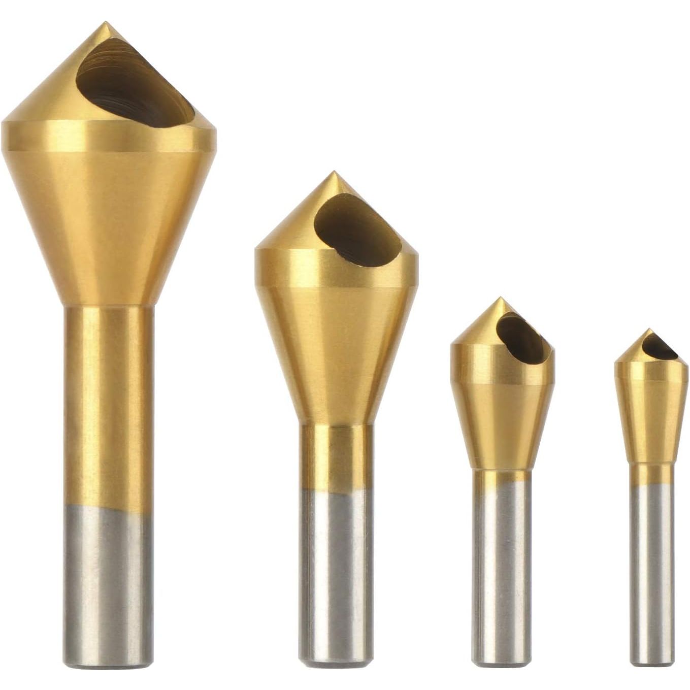 4 Piece Chamfer Countersink Deburring Drill Bit Set Crosshole Cutting Metal Tool Kit - South East Clearance Centre