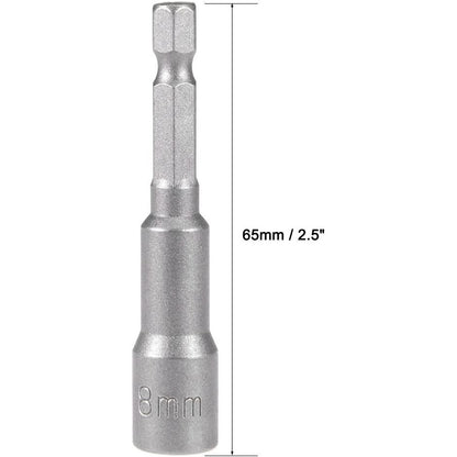 5 Piece 1/4" Quick Change Magnetic Nut Setters | 2.5", 8mm - South East Clearance Centre