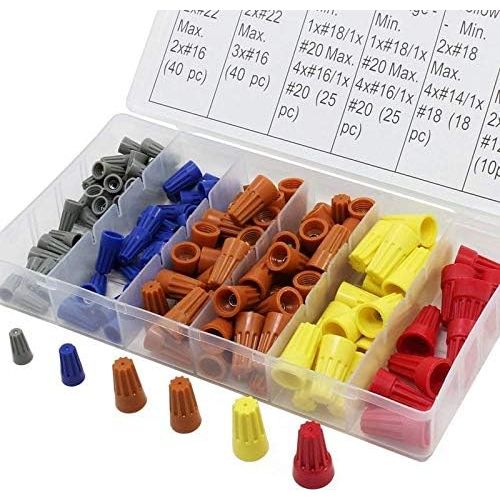 158 Piece Electrical Wire Connector Cap Plastic Twisted Spring Nuts Cap Assortment Kit Set - South East Clearance Centre