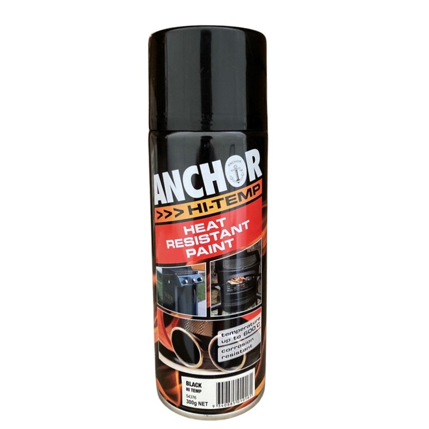 12 Cans | ANCHOR 54376 HI TEMP HEAT RESISTANT PAINT  | Up to 600° | 300g - BLACK - South East Clearance Centre