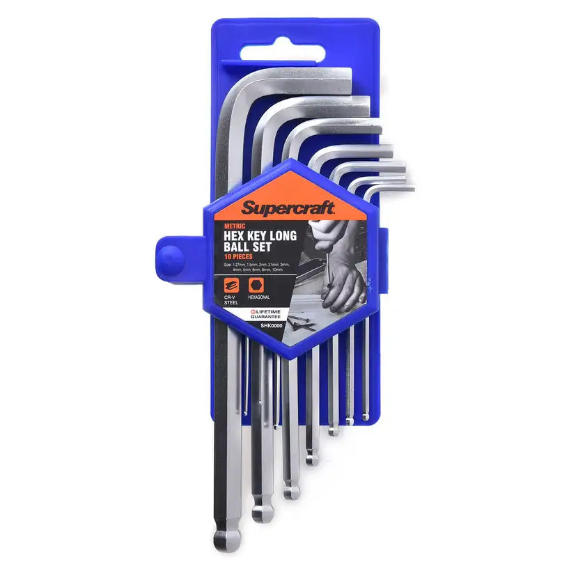 Supercraft Metric Hex Key Long Ball Set - 10 Piece