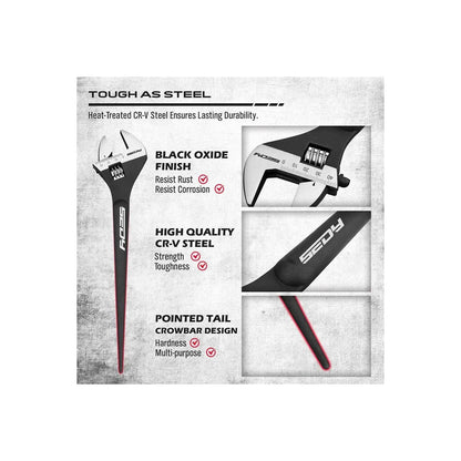 3-Pieces Adjustable Construction Spud Wrench 10 12 16 Inch - South East Clearance Centre