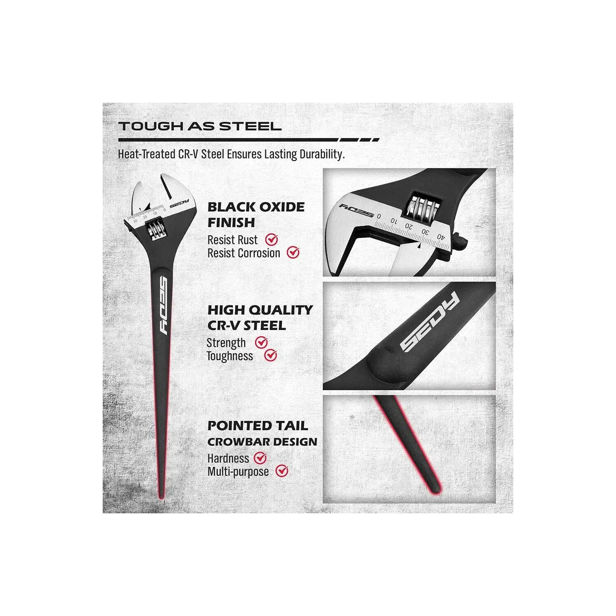 3-Pieces Adjustable Construction Spud Wrench 10 12 16 Inch - South East Clearance Centre