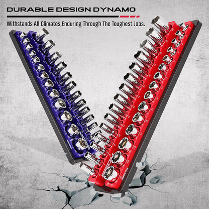 2Pc Magnetic Socket Organizer for 3/8" Drive - Detachable Metric & SAE Storage Holder - South East Clearance Centre