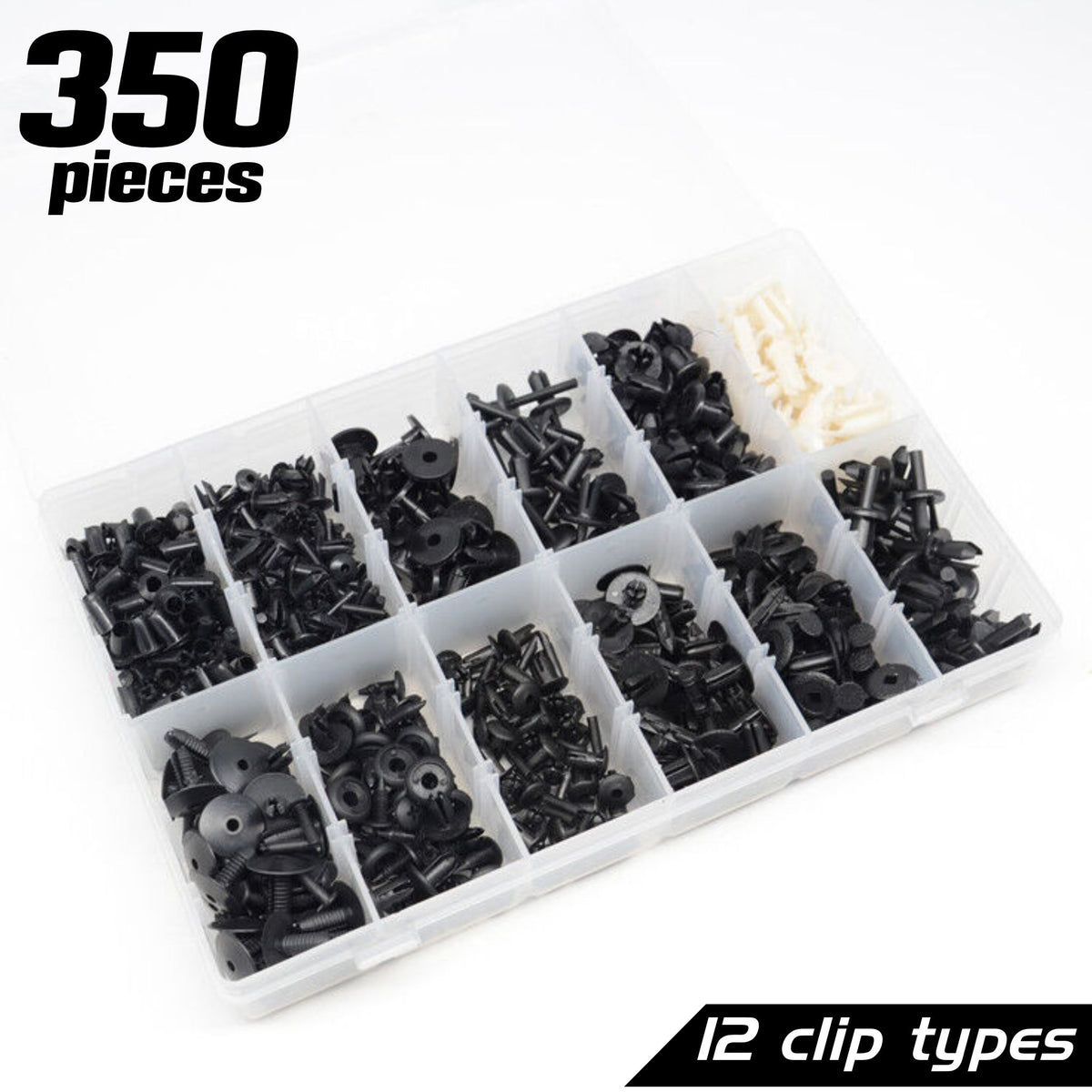 350 Piece Auto Clips Trim Vehicle Assortment Kit | Pin Buckle | Rivet | Moulding - South East Clearance Centre