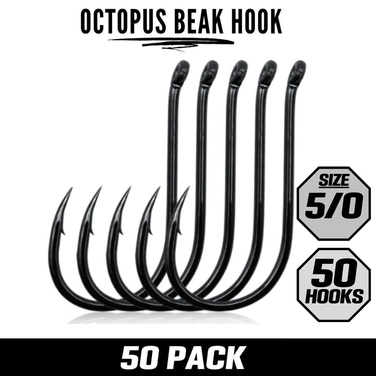 Kamikaze Octopus Beak Hook Black 5/0  50 Pack - South East Clearance Centre