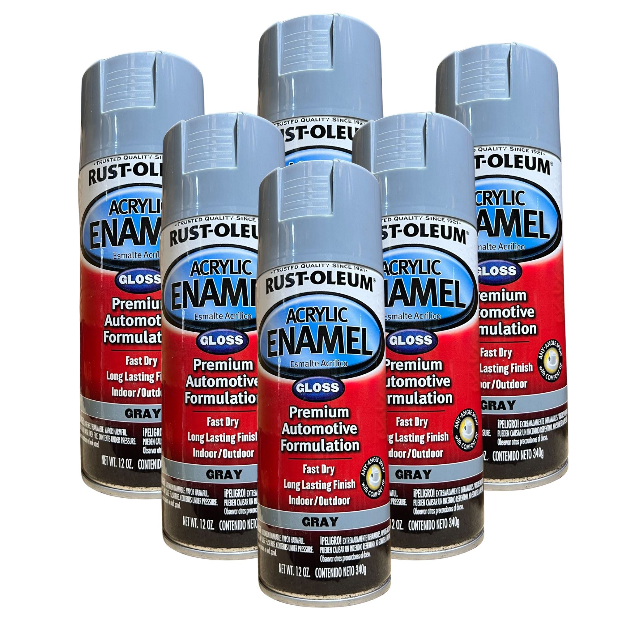 Rust-oleum Acrylic Enamel - Gloss Gray 6 Cans - South East Clearance Centre