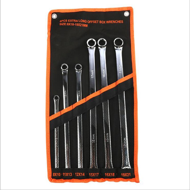 6 Piece Extra Long Offset Box Double Ring Spanner Set - (8mm - 21mm) - South East Clearance Centre