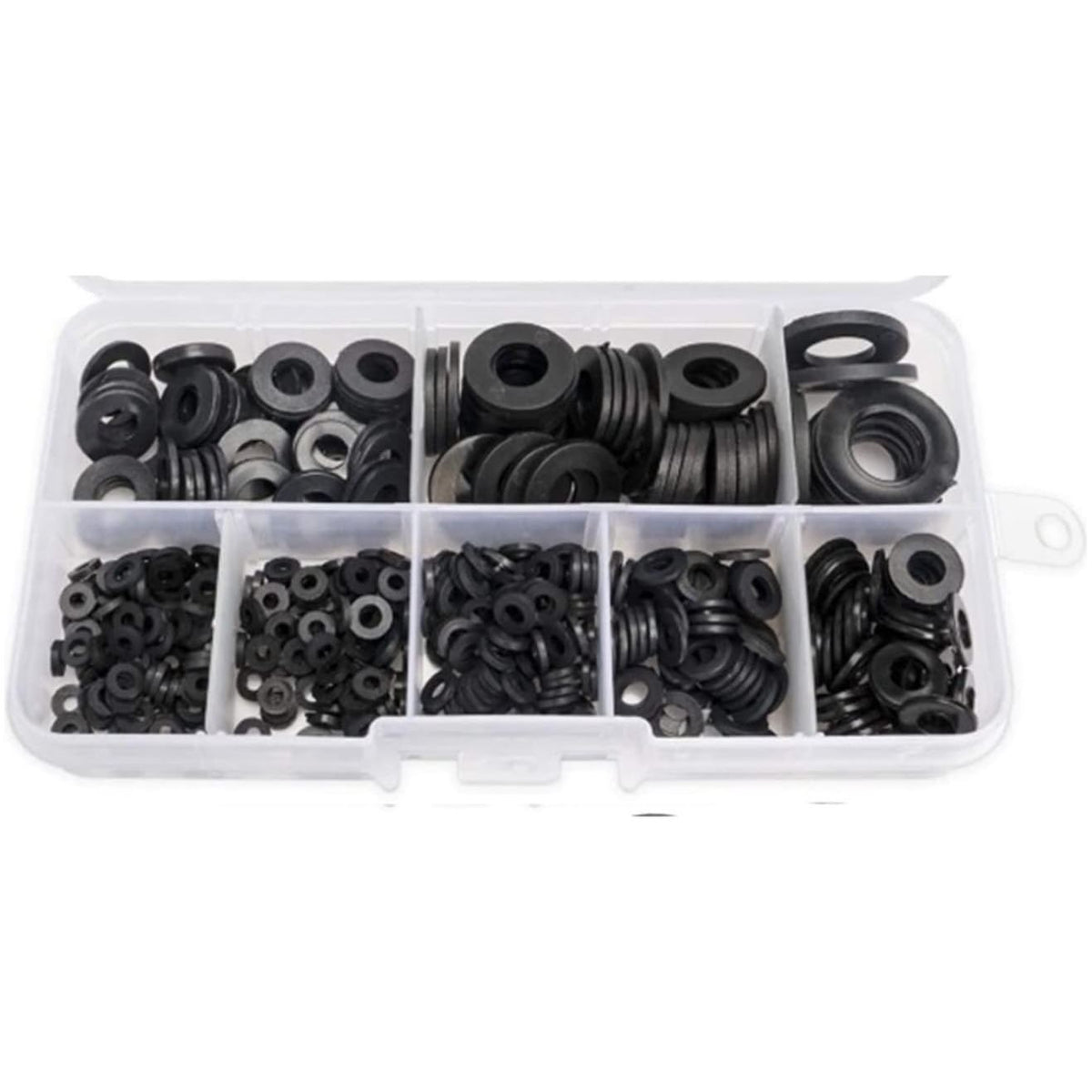 500 Piece Black Nylon Sealing Washer Flat Assortment Kit | 8 Sizes | M2 ...