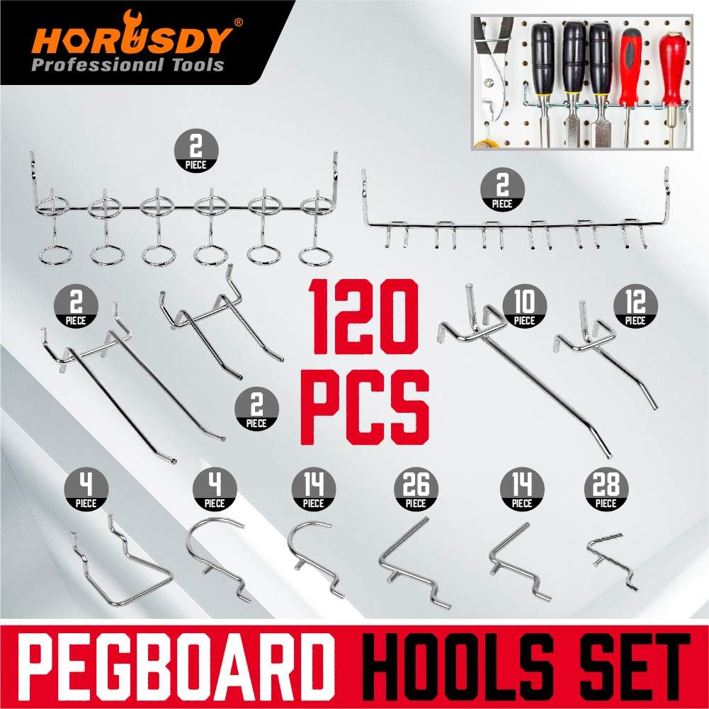 120 Piece Pegboard Hook Set, 12 different types of hooks - South East Clearance Centre