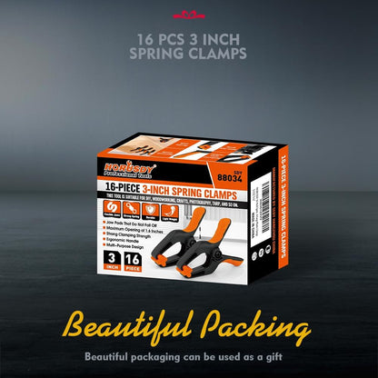 16 Pack Spring Clamps Heavy Duty, 3" with 1-5/8 Inch Jaw Opening