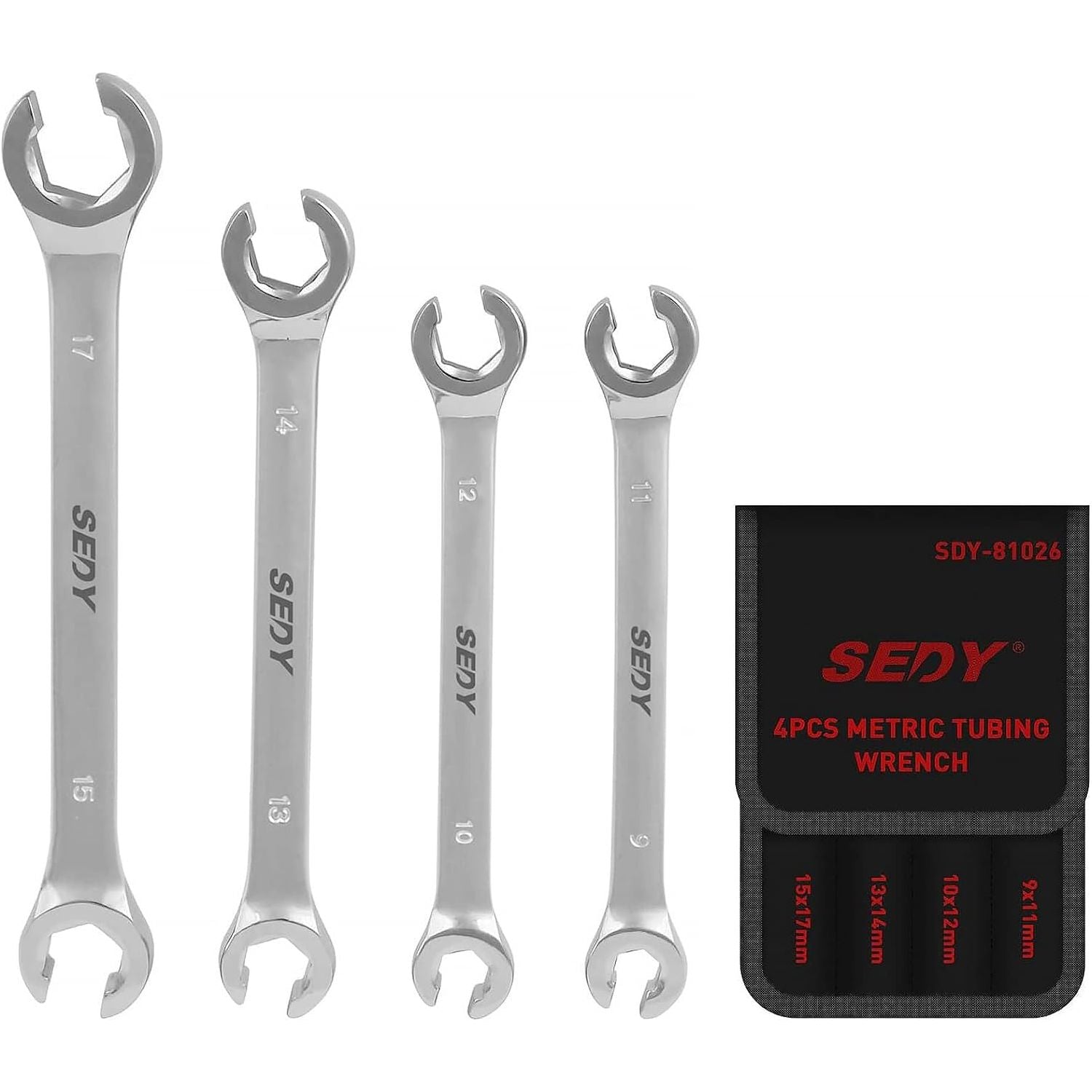 4 Piece Flare Nut Tubing Wrench Set, Metric, Offset End Spanners