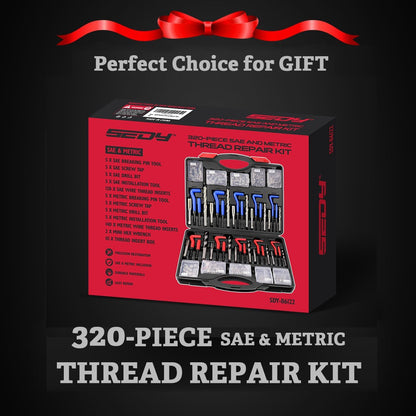 320 Piece Helicoil Thread Repair Kit (Imperial & Metric) Heli Coil Rethreading Insert Drill Bits