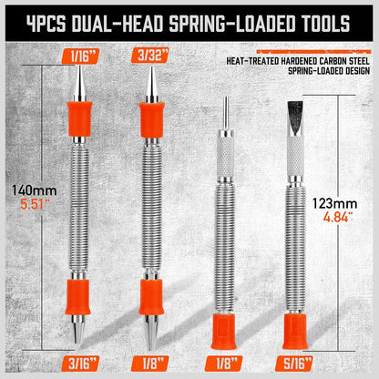 5-Piece Multitool Nail Setter Set, Heavy Duty Automatic Center Punch, Dual Head Nail Set, Dual Head Center Punch, Hammerless Cold Chisel, - South East Clearance Centre