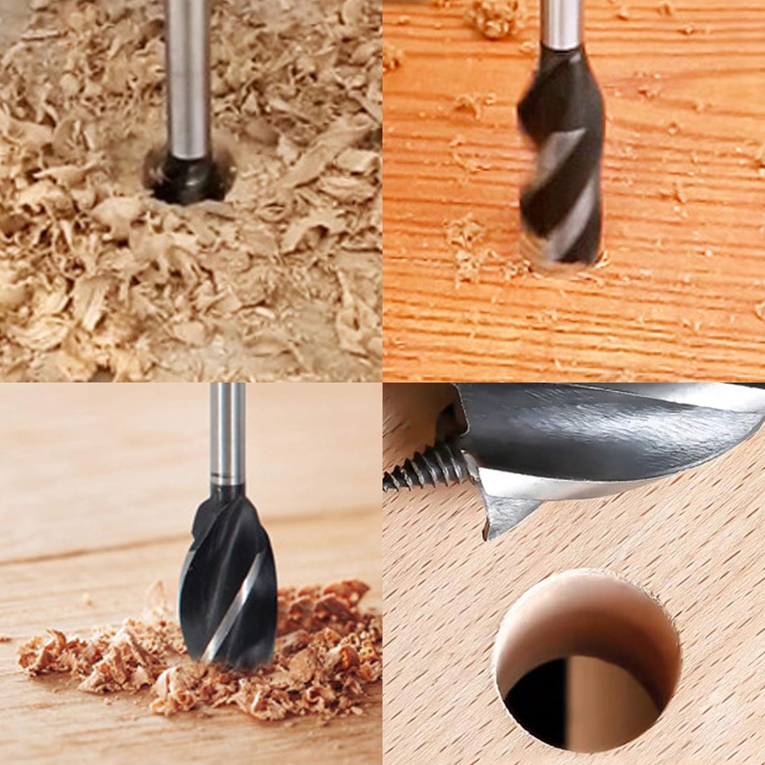 9PCS Wood Drill Bit, Drill Bit Sets with High-Carbon Steel Fast Cut Four Blade Design Reaming Drill Wood Auger for Wood, Accessories Rotary