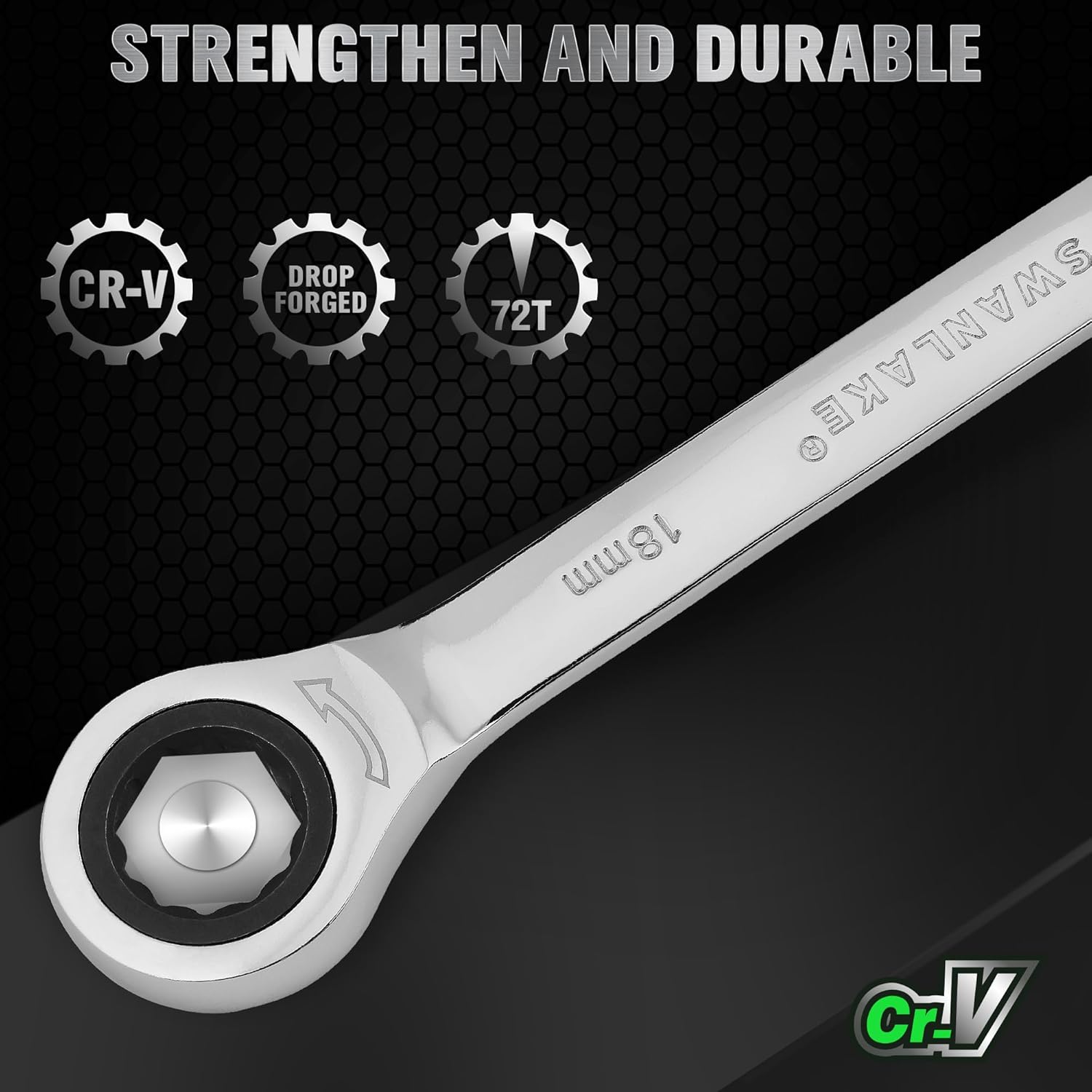 Ratcheting Wrench Set, 11-piece Metric Combination Wrench Set with Pouch CR-V Steel (11PCS METRIC)