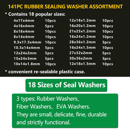 141 Rubber & Fibre Sealing Washer Assortment Kit - South East Clearance Centre