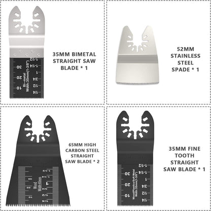 31-Pack Universal Oscillating Tool Blades Set, Premium High Carbon Steel, 10-87mm Multi-Tool Saw Blades Kit with Quick Release System for Fein, Bosch & More