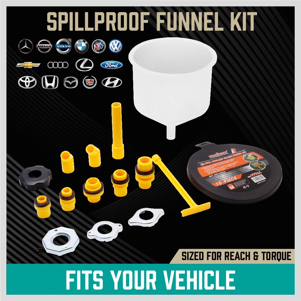 19-Pieces No Spill Coolant Filling Funnel Kit, Spill Proof Radiator Funnel Bleeder with Adapters.General-Purpose - South East Clearance Centre