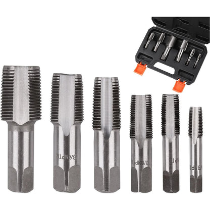 6 Piece NPT Pipe Tap Set Thread Tap Screw Tool 1/8" 1/4" 3/8" 1/2" 3/4" 1" - South East Clearance Centre