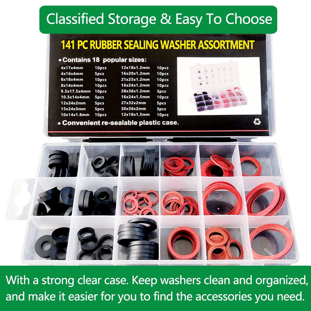 141 Rubber & Fibre Sealing Washer Assortment Kit - South East Clearance Centre