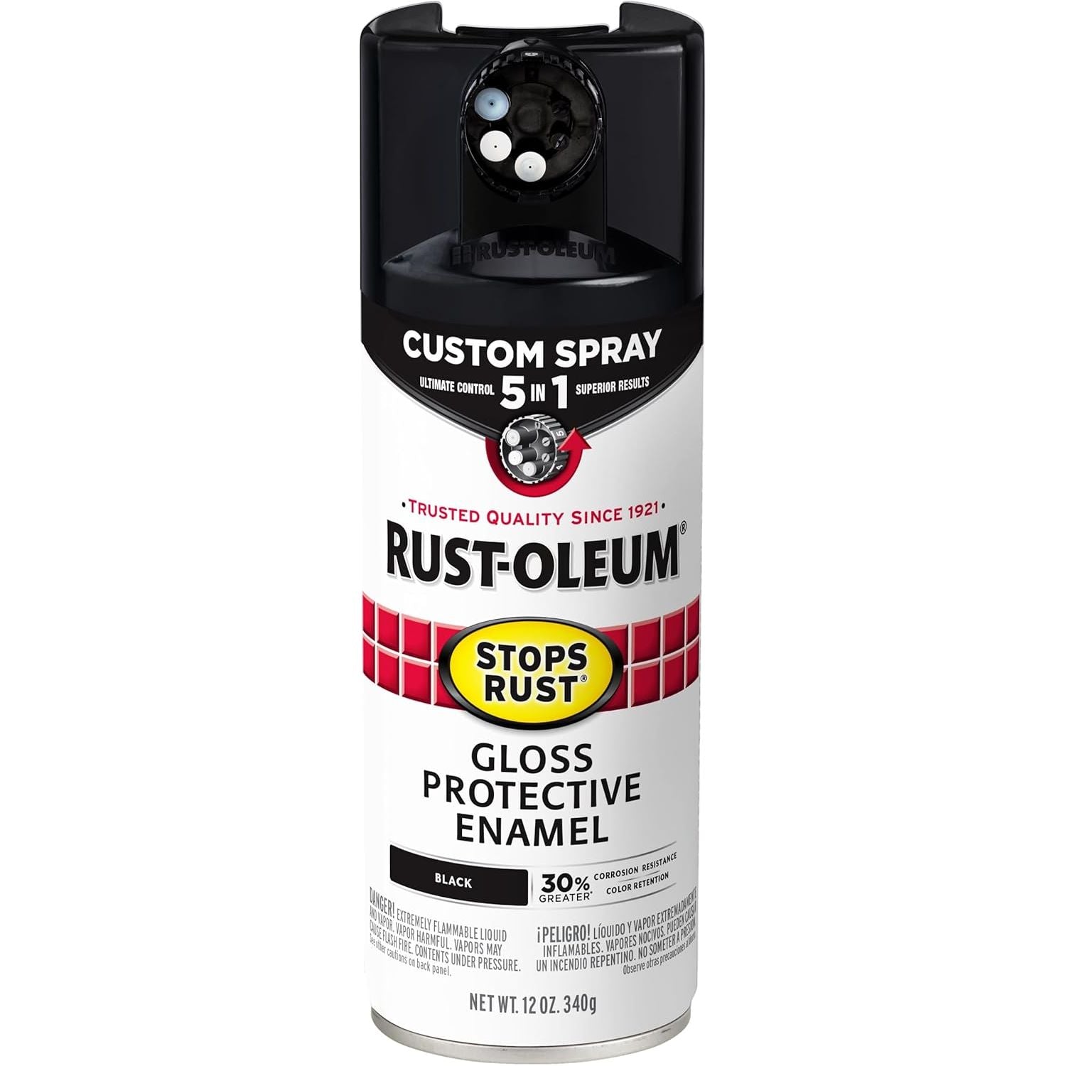 Rust-Oleum Stops Rust Custom Spray 5-in-1 Spray Paint, Black - South East Clearance Centre