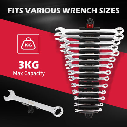 14-Slot Magnetic Wrench Organizer Holder - Heavy-Duty Wrench Rack, Detachable Wrench Storage, Wall-Mounted Portable Tool Organizer for Toolbox