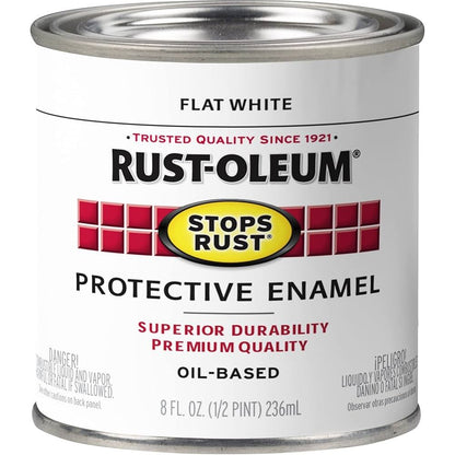 Rust-Oleum 7790730 Protective Enamel Paint, 236ml, Flat White (6 Tins) - South East Clearance Centre