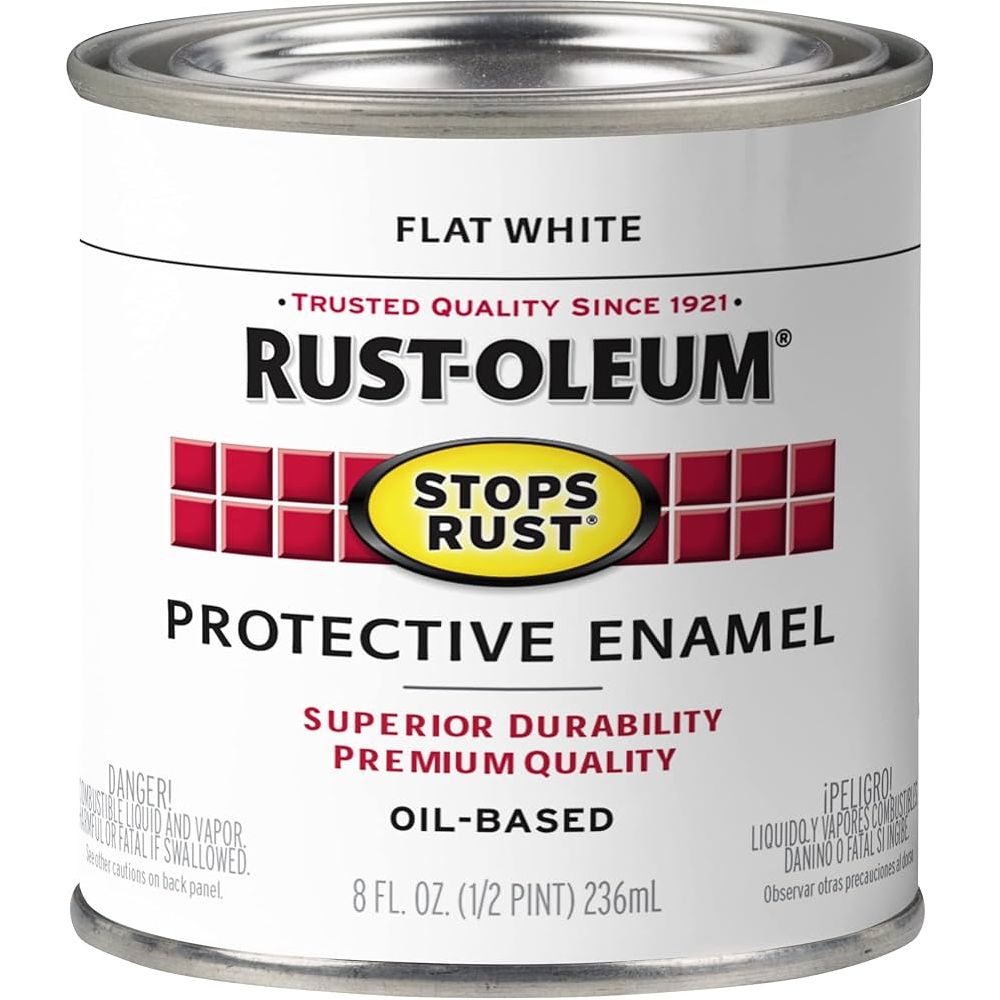 Rust-Oleum 7790730 Protective Enamel Paint, 236ml, Flat White (6 Tins) - South East Clearance Centre