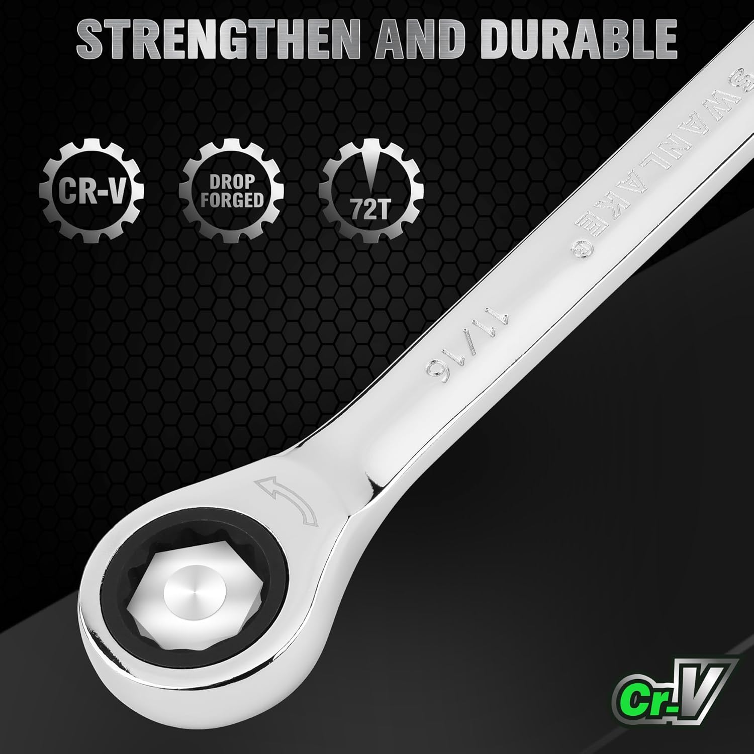 11 Piece Imperial Combination Ratchet Wrench Set