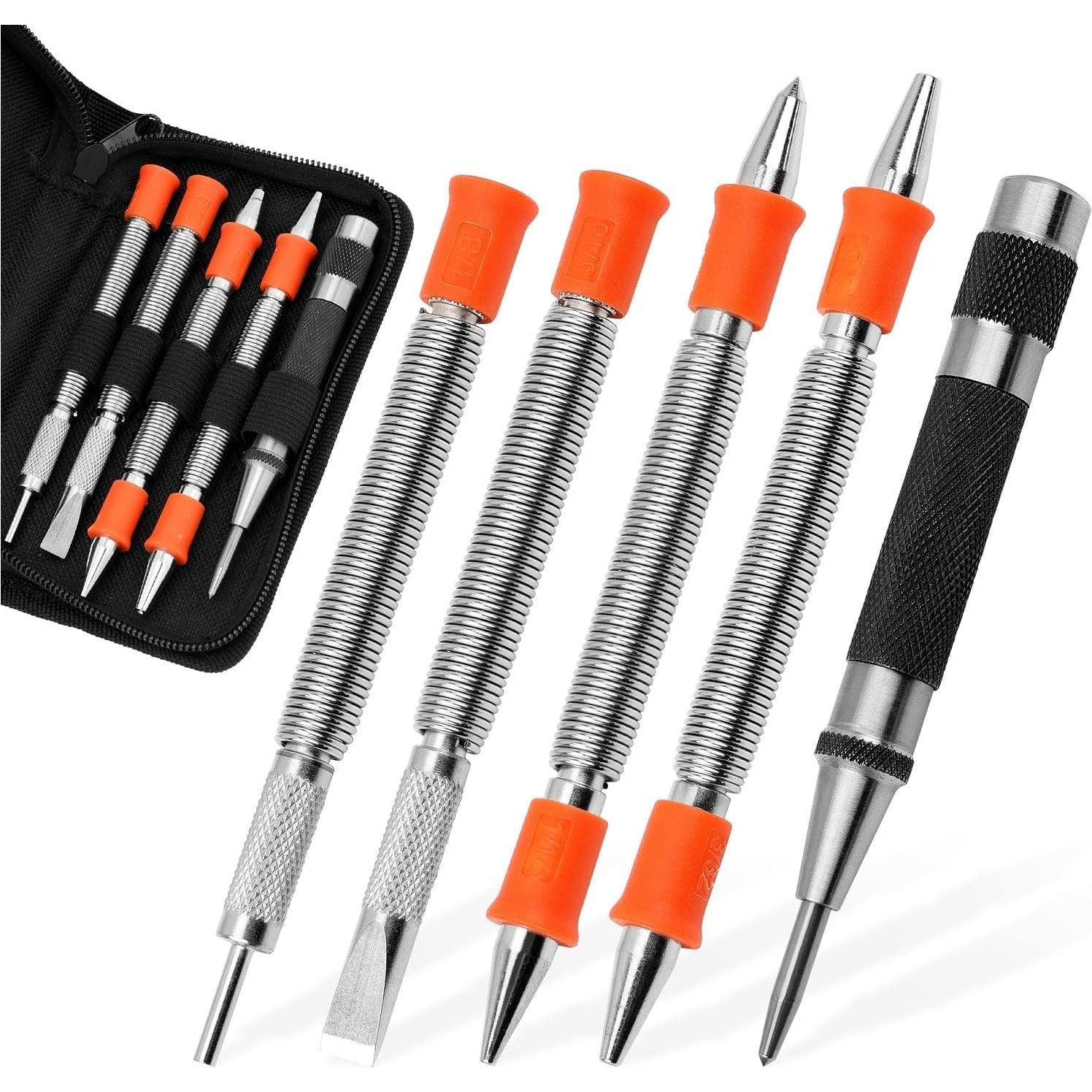 5-Piece Multitool Nail Setter Set, Heavy Duty Automatic Center Punch, Dual Head Nail Set, Dual Head Center Punch, Hammerless Cold Chisel, - South East Clearance Centre