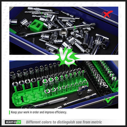 Socket Organizer Tray, 4-Piece Socket Holder Tray. SAE and Metric, 1/4", 3/8"(4PCS Socket Organizer Tray)