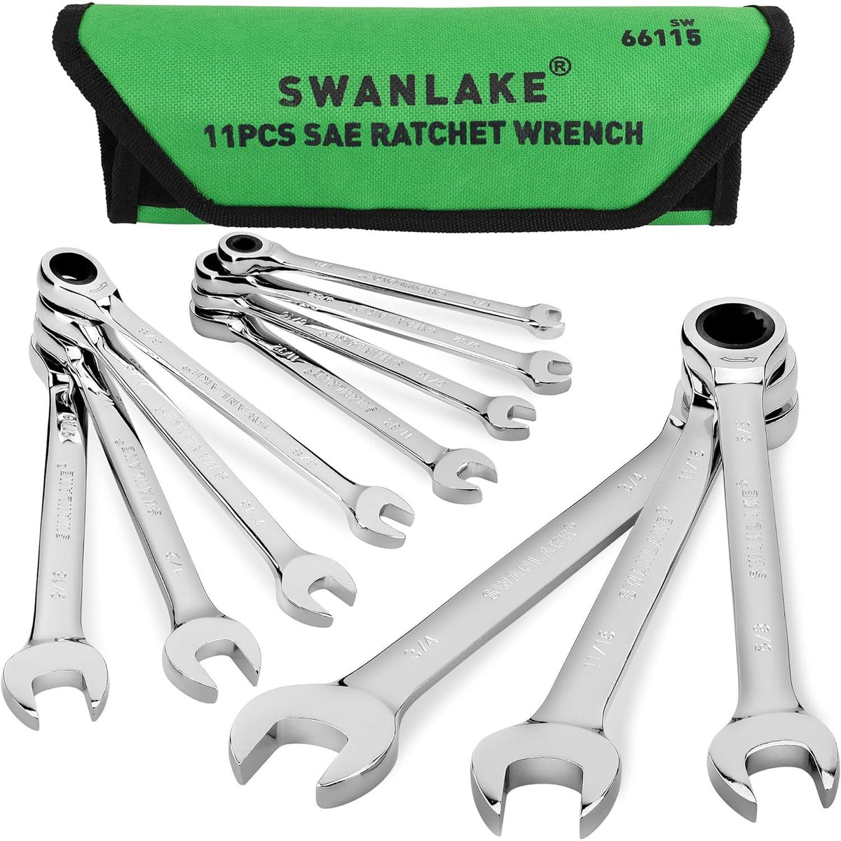 11 Piece Imperial Combination Ratchet Wrench Set