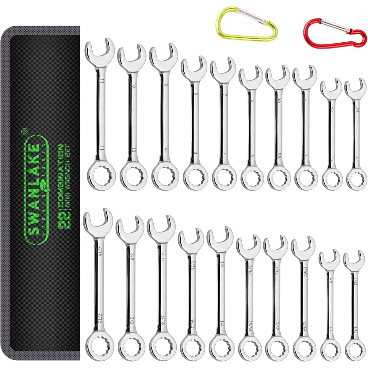 22 Piece Combination Mini Wrench Set (Metric &amp; Imperial) 4-11mm &amp; 5/32&#39;&#39; to 7/16&#39;&#39;