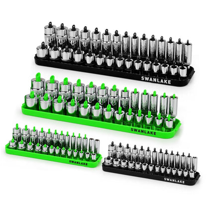 Socket Organizer Tray, 4-Piece Socket Holder Tray. SAE and Metric, 1/4", 3/8"(4PCS Socket Organizer Tray)