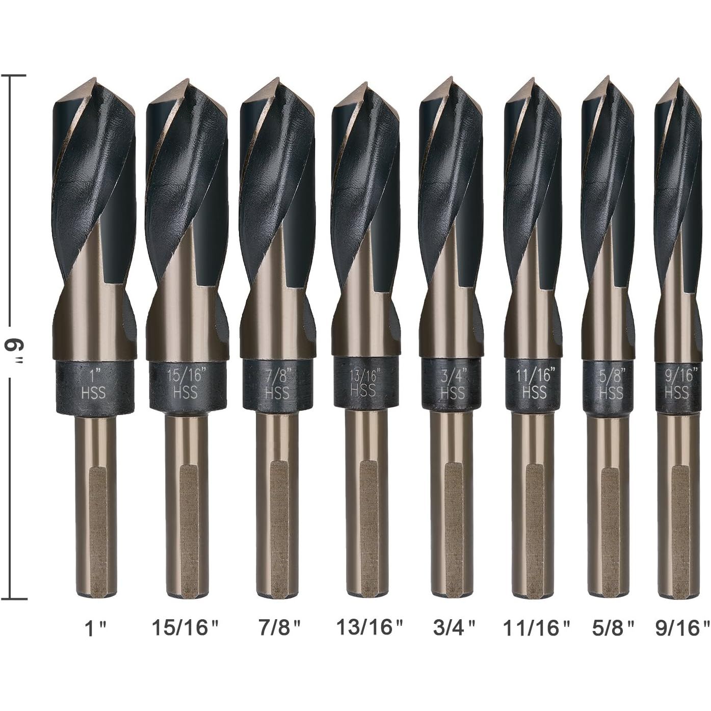 8 Piece Imperial 1/2" Reduced Shank Drill Bit Set with Aluminum Carry Case - South East Clearance Centre