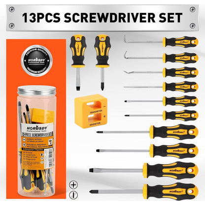 13 Piece Magnetic Screwdriver Set, with Magnetiser/Demagnetiser