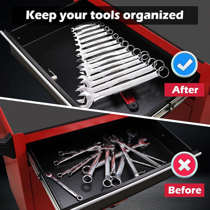 14-Slot Magnetic Wrench Organizer Holder - Heavy-Duty Wrench Rack, Detachable Wrench Storage, Wall-Mounted Portable Tool Organizer for Toolbox