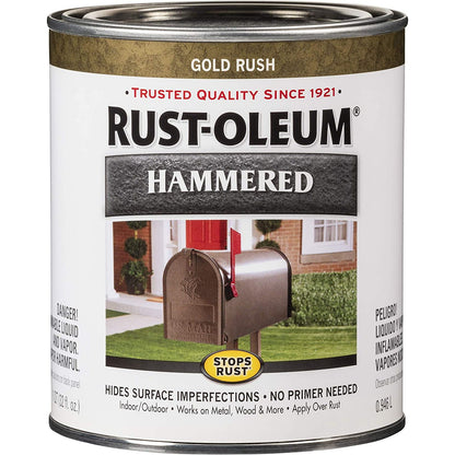 Rustoleum STOPS RUST AND RUST PREVENTION Hammered Brush-On Paint - 946ml | HAMMERED GOLD RUSH - South East Clearance Centre