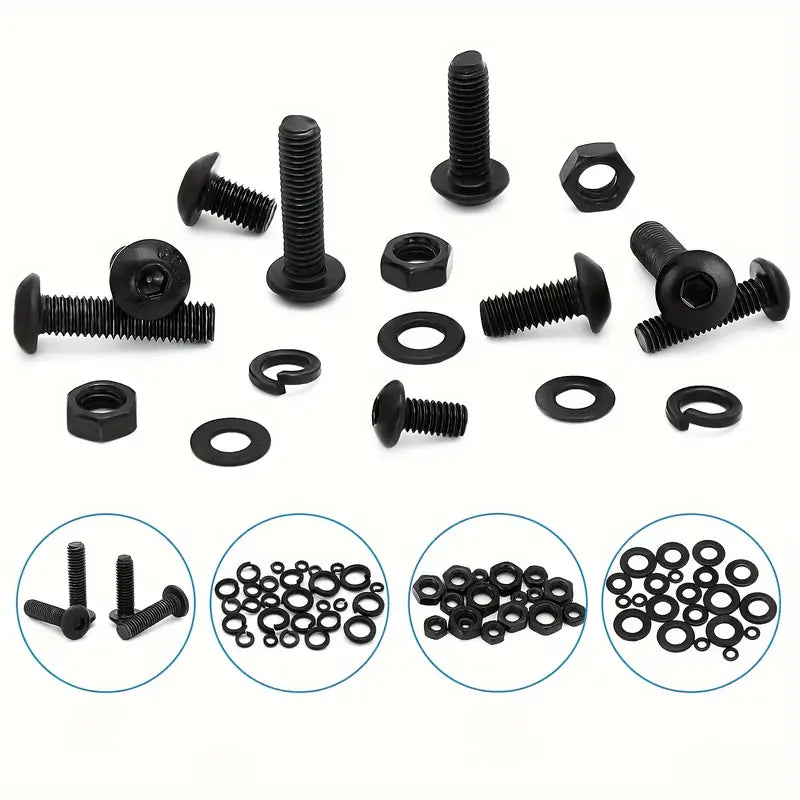 1625 Piece 10.9 Grade Alloy Steel Hex Button Head Socket Cap Screws Nut Washer Assortment Kit