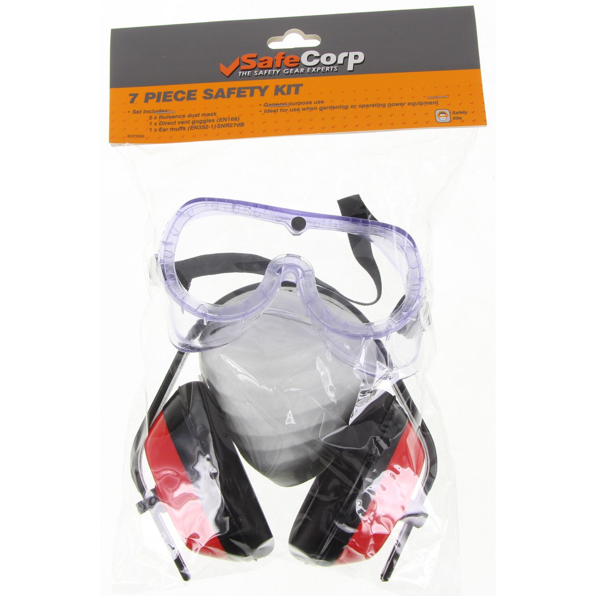 Safecorp Safety Kit 7 Piece Set (Dust Masks, Goggles & Ear Muffs) - SCP7000